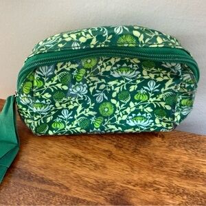 Bath & Body Works Green Floral Wristlet Pouch